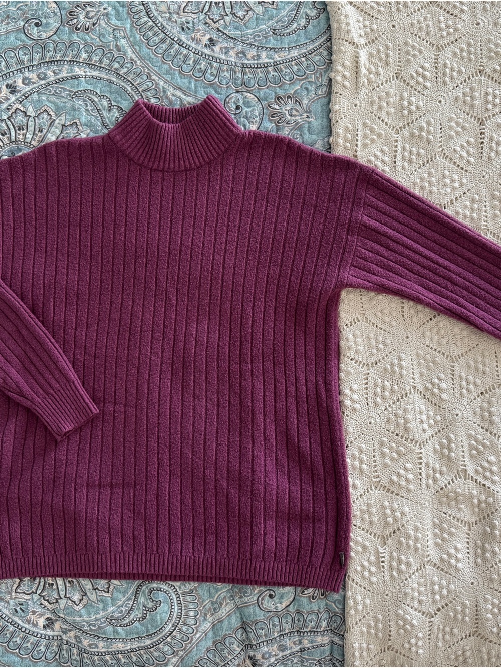 Eddie Bauer Ribbed Mock Neck Sweater - Plum